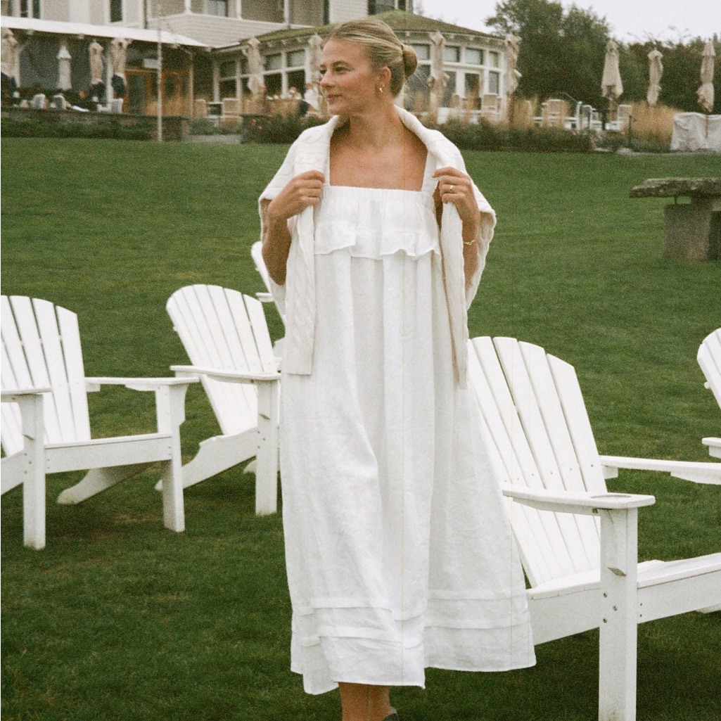 Sola The Label Newport Linen Maxi Dress In Off White Size L